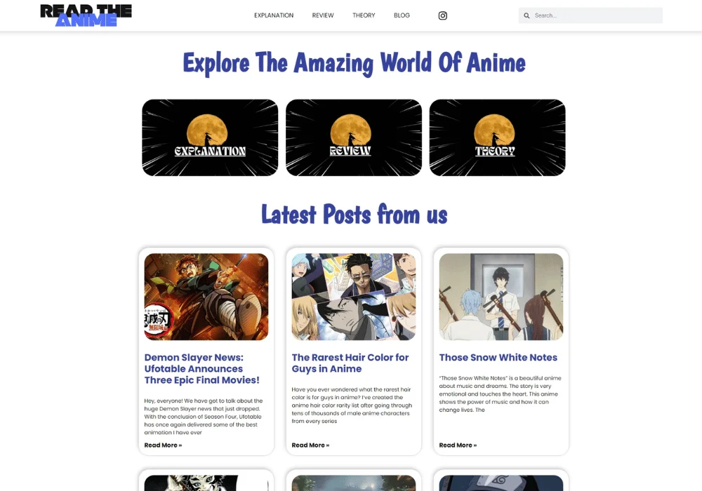Read The Anime website preview