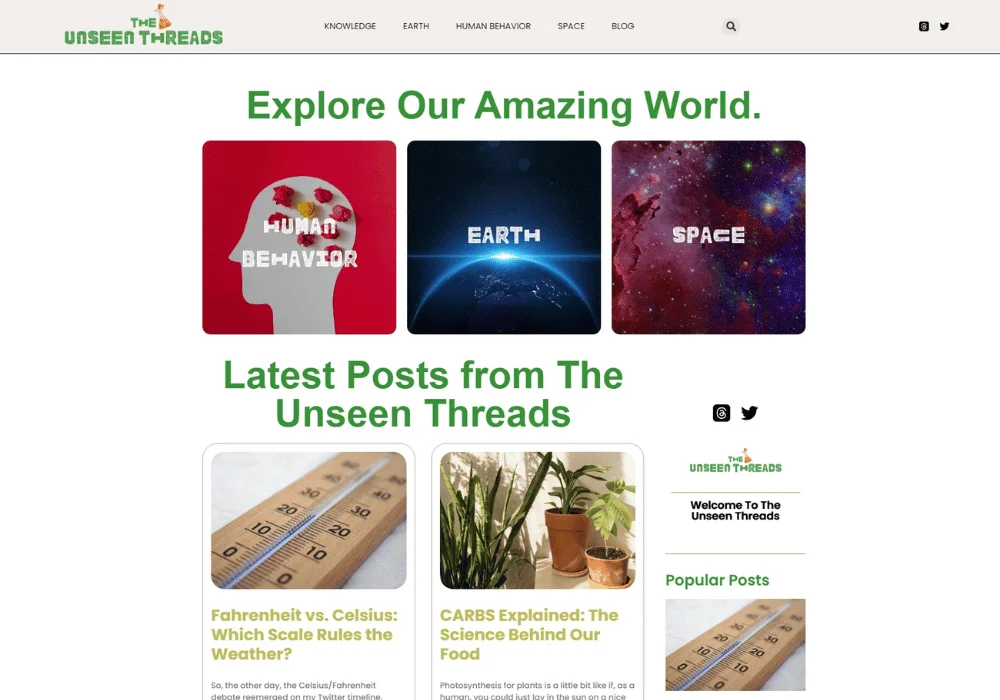The Unseen Threads website preview